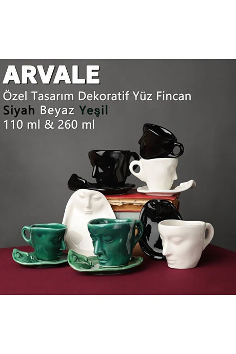 Arvale Premium Scandinavian Ceramic Coffee Mug & Saucer Set - 110ml - TryAladdin