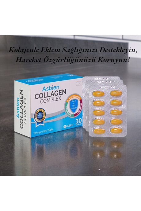 Asbien Collagen Complex - Type I & II, Turmeric, Selenium, 30 Tablets - TryAladdin