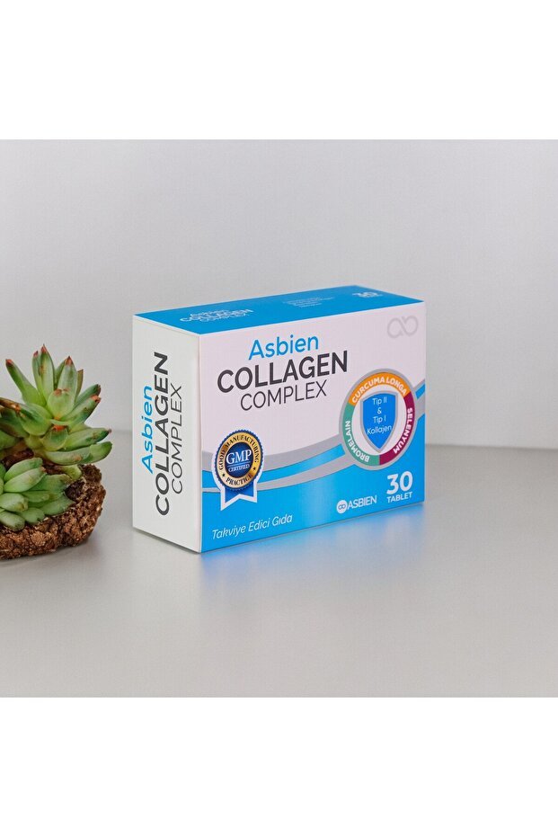 Asbien Collagen Complex - Type I & II, Turmeric, Selenium, 30 Tablets - TryAladdin