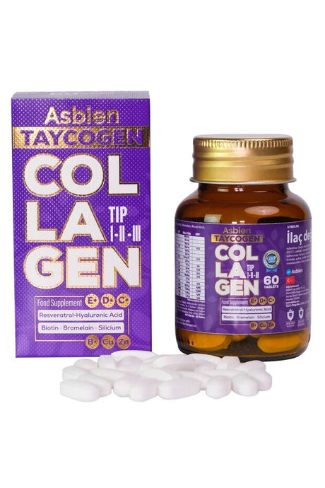 Asbien Taycogen Collagen Supplement - 60 Tablets with Biotin & HA - TryAladdin