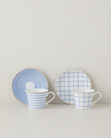Professional Grade Porcelain Coffee Cup Set Blue 4 Piece