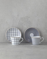 Premium Black Porcelain Coffee Cup Set 4 Piece 2 Person