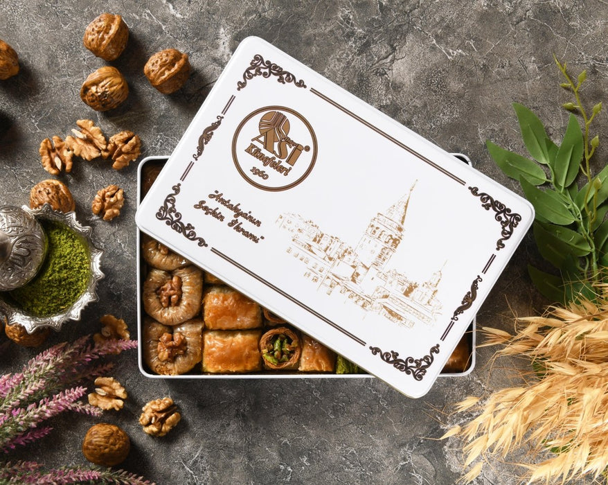 Asi | Assorted Pistachio and Walnut Baklava in Gift Metal Box