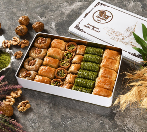 Asi | Assorted Pistachio and Walnut Baklava in Gift Metal Box