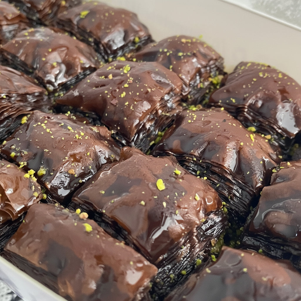Asi | Pistachio Chocolate Baklava in Gift Metal Box - TryAladdin