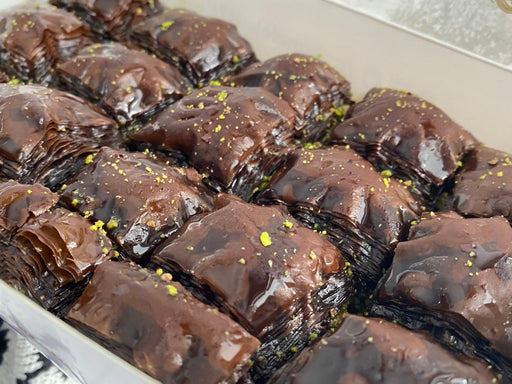 Asi | Pistachio Chocolate Baklava in Gift Metal Box Asi Kunefeleri Turkish Baklava