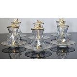 Atabey Home Alya 18 - Piece Premium Turkish Tea Set with Glass Plates and Butterfly Spoons - TryAladdin
