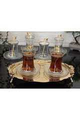 Atabey Home Premium Gold Butterfly Turkish Tea Set - 18 - Piece Set - TryAladdin