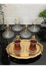 Atabey Home Premium Gold Butterfly Turkish Tea Set - 18 - Piece Set - TryAladdin