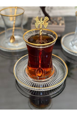 Atabey Home Premium Gold Butterfly Turkish Tea Set - 18 - Piece Set - TryAladdin