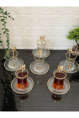 Atabey Home Premium Gold Butterfly Turkish Tea Set - 18 - Piece Set - TryAladdin