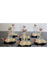 Atabey Home Premium Odin 18 - Piece Gold Gilded Cast Cherry Turkish Tea Set - TryAladdin