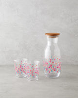 Premium Colored Glass Water Set Carafe and Tumblers 3 Piece Collection