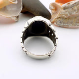 Authentic Turkish 925 Sterling Silver Men's Onyx Ring - Handmade Gift for Him - TryAladdin