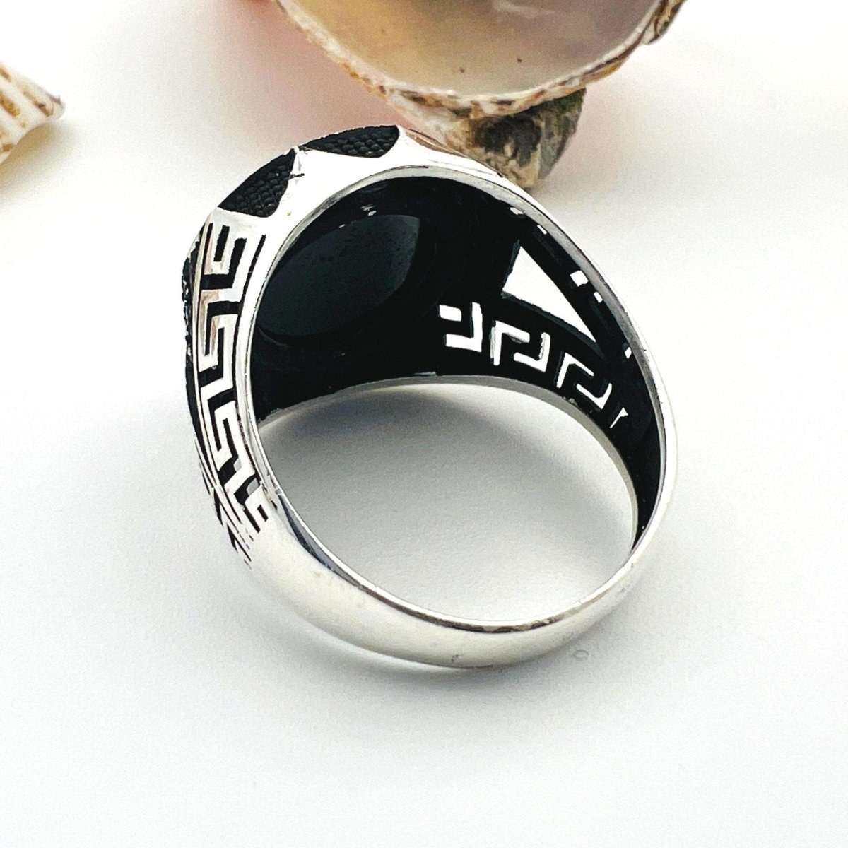 Authentic Turkish Handmade 925 Sterling Silver Men's Onyx Ring - Artisan Statement Jewelry Gift - TryAladdin