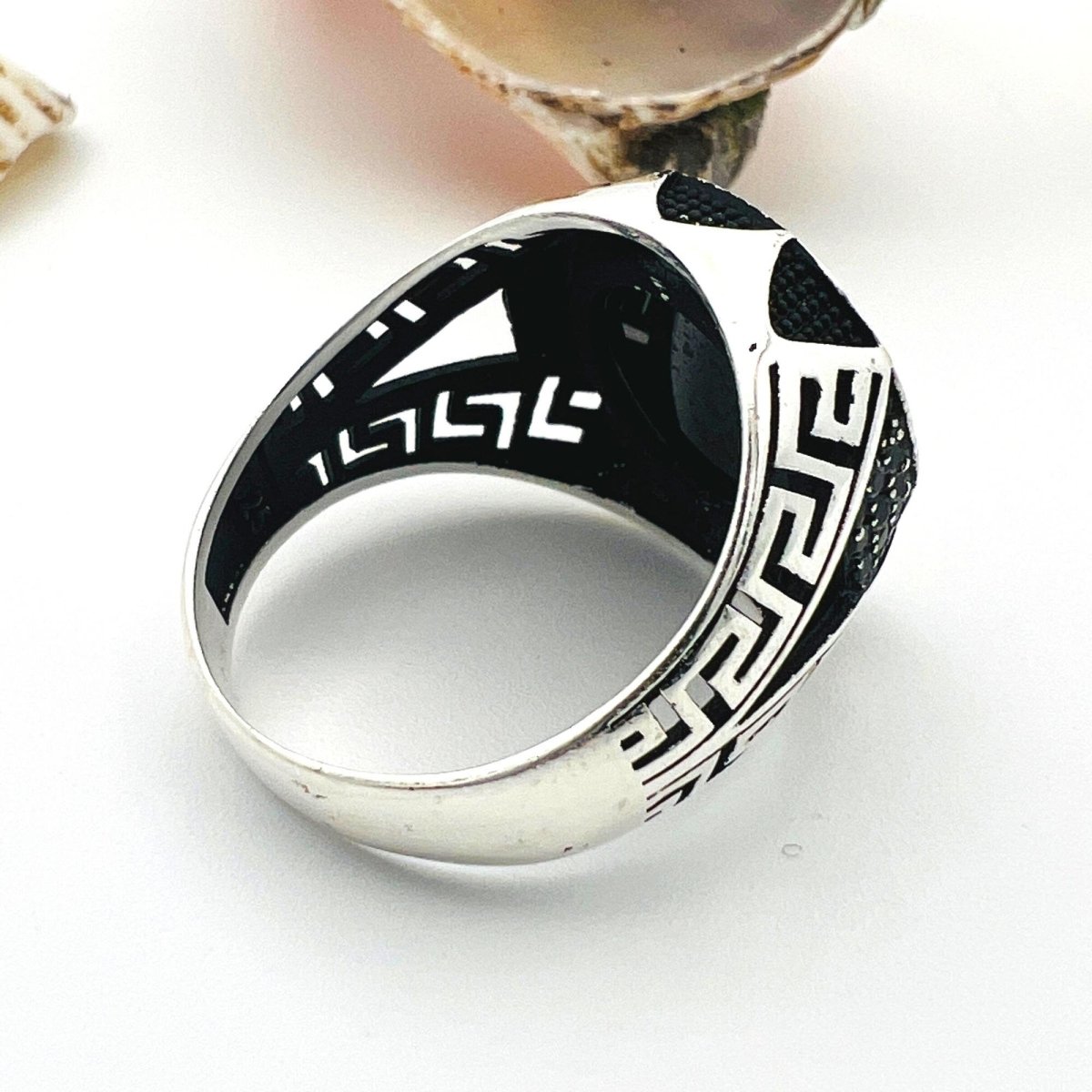 Authentic Turkish Handmade 925 Sterling Silver Men's Onyx Ring - Artisan Statement Jewelry Gift - TryAladdin