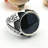 Authentic Turkish Handmade 925 Sterling Silver Men's Onyx Ring - Artisan Statement Jewelry Gift - TryAladdin