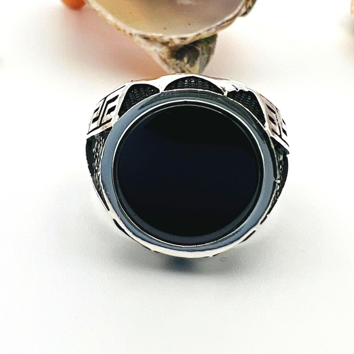 Authentic Turkish Handmade 925 Sterling Silver Men's Onyx Ring - Artisan Statement Jewelry Gift - TryAladdin
