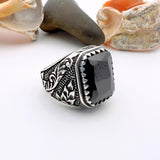 Authentic Turkish Handmade Men's 925 Sterling Silver Black Onyx Ring | Distinctive Statement Jewelry - TryAladdin