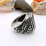 Authentic Turkish Handmade Men's 925 Sterling Silver Black Onyx Ring | Distinctive Statement Jewelry - TryAladdin