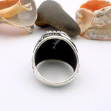 Authentic Turkish Handmade Men's 925 Sterling Silver Black Onyx Ring | Distinctive Statement Jewelry - TryAladdin
