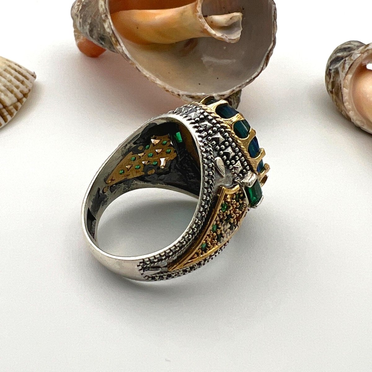 Authentic Turkish Handmade Men's 925 Sterling Silver Tourmaline Ring - A Timeless Gift - TryAladdin