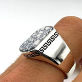 Authentic Turkish Handmade Men's Square Turquoise 925 Sterling Silver Ring - TryAladdin