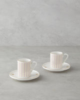 Premium Bone Porcelain Coffee Cup Set Pink Gold Accent 90ml 4 Piece