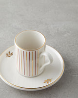 Premium Bone Porcelain Coffee Cup Set Pink Gold Accent 90ml 4 Piece