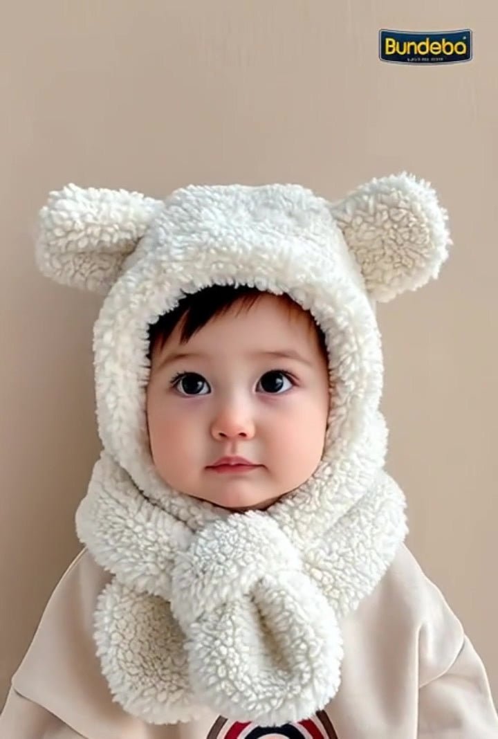 Avis Kids Plush Hooded Hat & Scarf Set - Warm & Windproof - TryAladdin