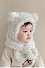 Avis Kids' Plush Hooded Hat & Scarf Set - Warm & Windproof - TryAladdin