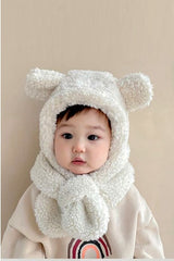 Avis Kids' Plush Hooded Hat & Scarf Set - Warm & Windproof - TryAladdin