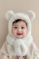 Avis Kids' Plush Hooded Hat & Scarf Set - Warm & Windproof - TryAladdin
