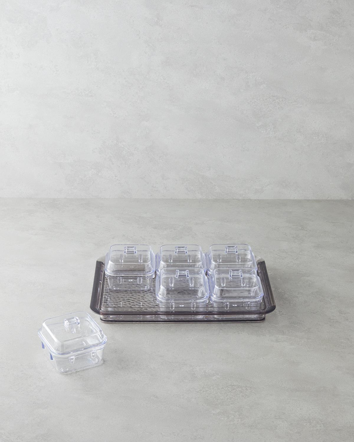 Professional Acrylic 6 Compartment Breakfast Organizer Anthracite