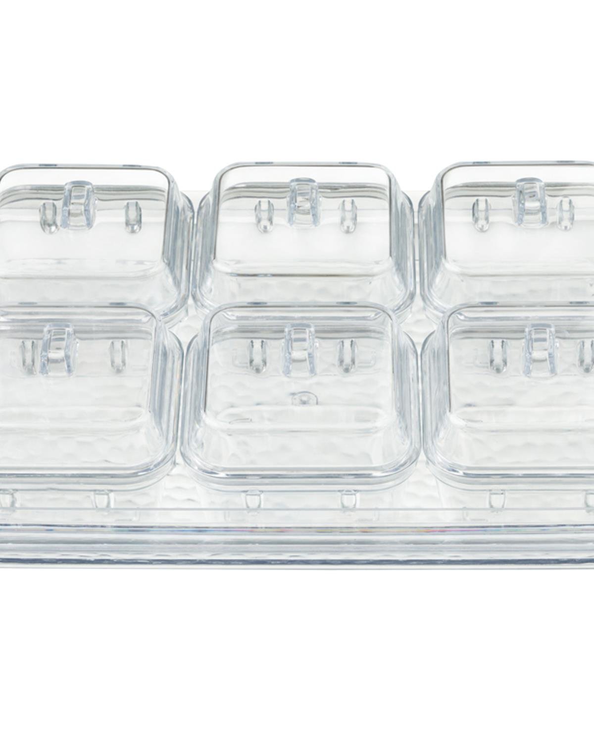 Professional Acrylic 6 Compartment Breakfast Organizer Clear