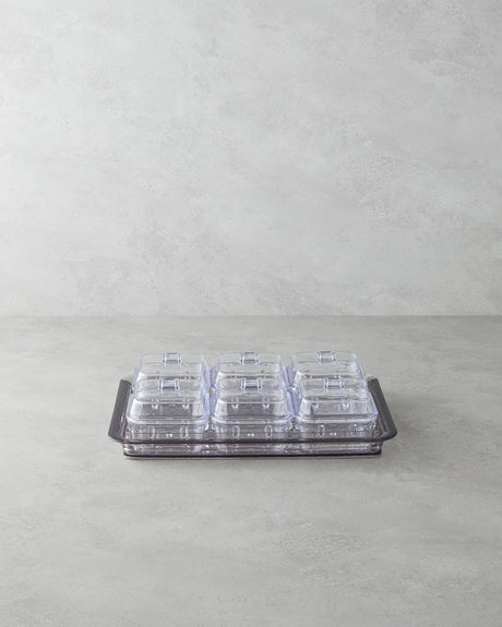 Professional Acrylic 6 Compartment Breakfast Organizer Anthracite