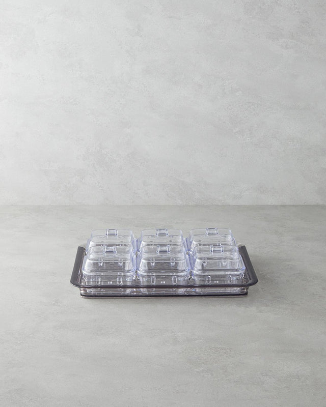 Professional Acrylic 6 Compartment Breakfast Organizer Anthracite