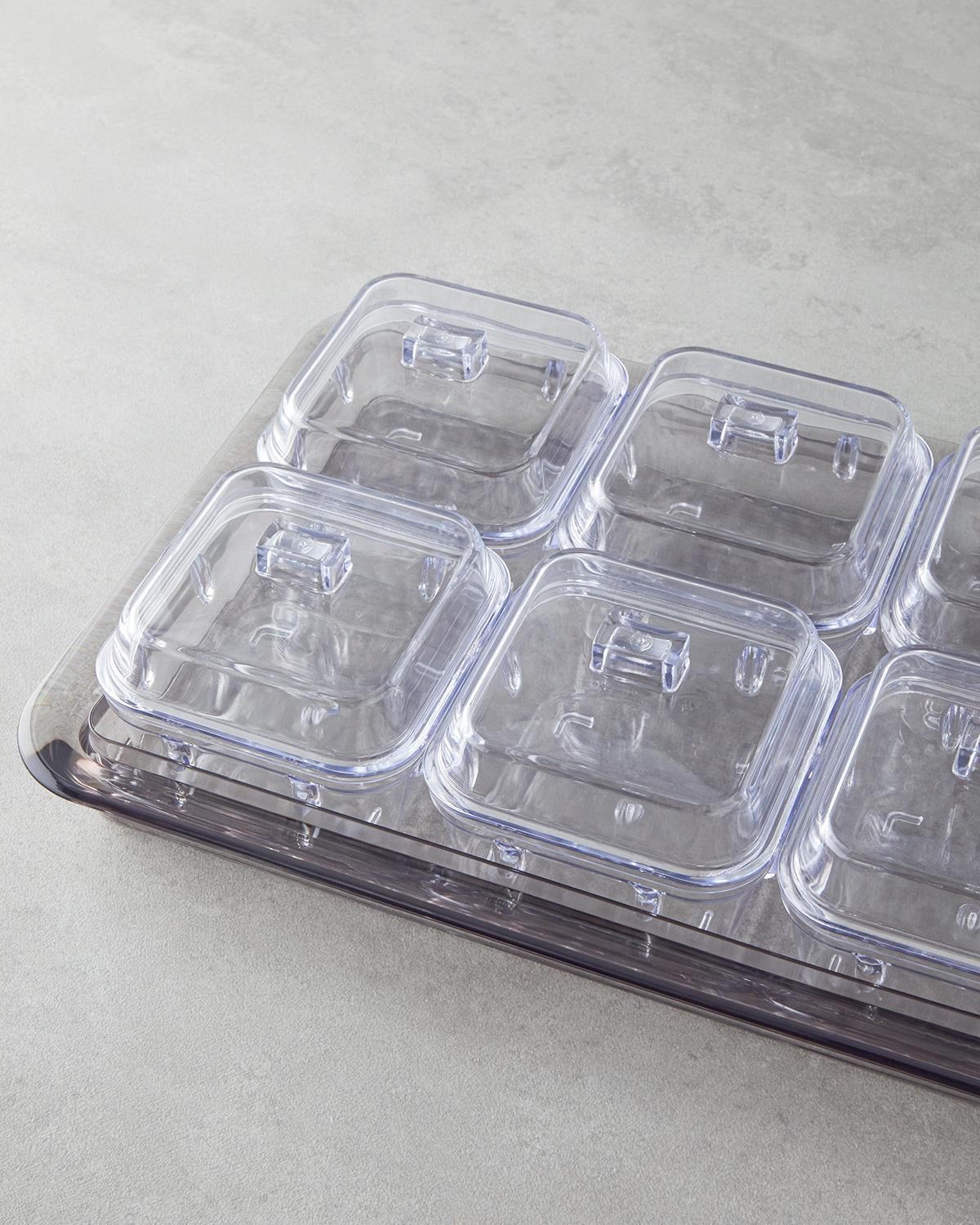 Professional Acrylic 6 Compartment Breakfast Organizer Anthracite