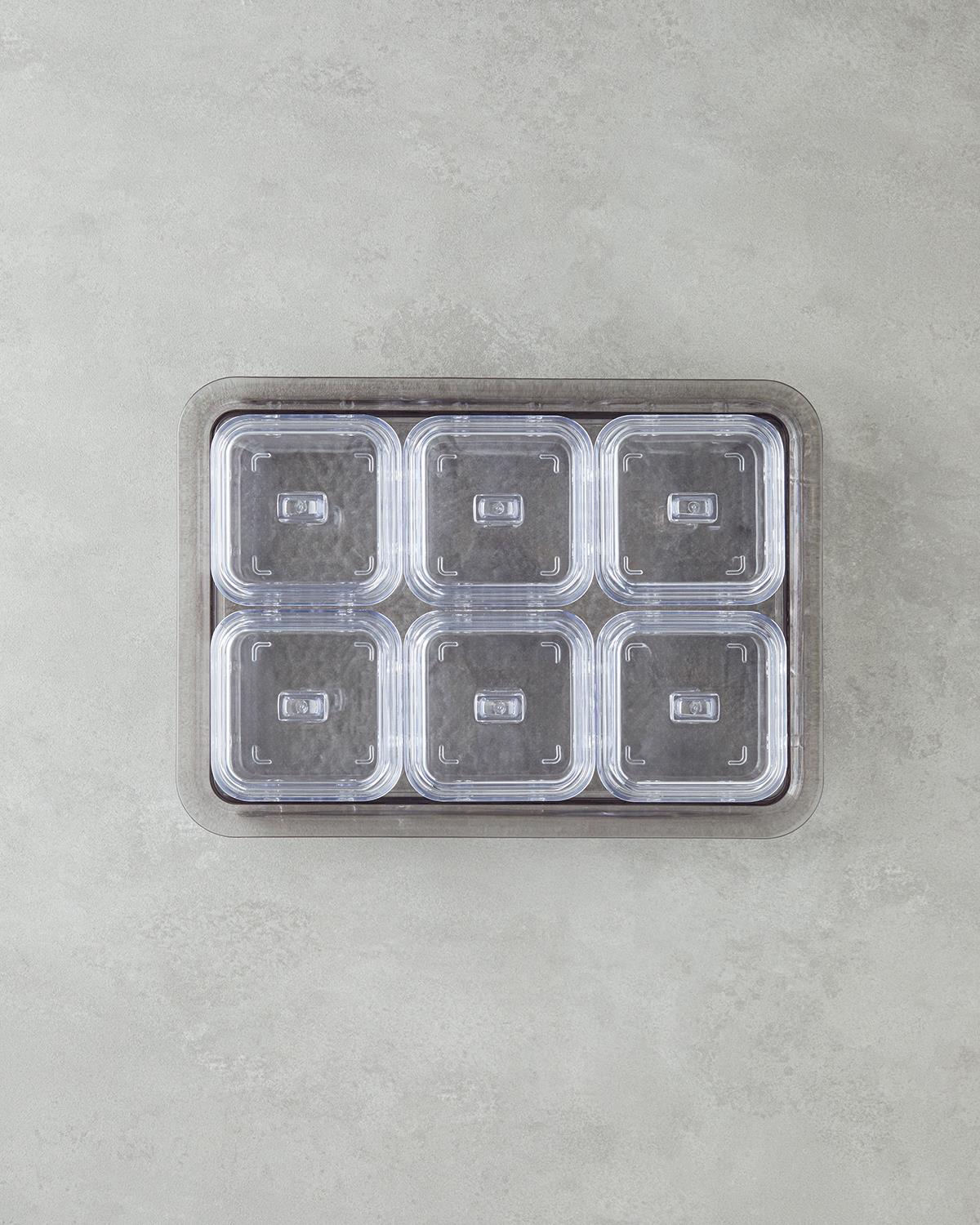 Professional Acrylic 6 Compartment Breakfast Organizer Anthracite