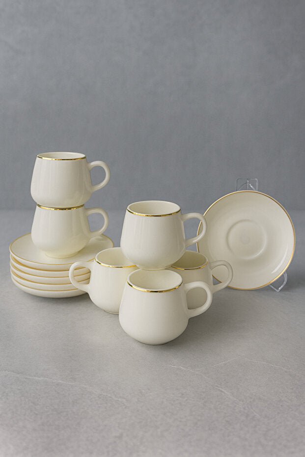 Ayzem Dream Professional New Bone China Coffee Cup Set - 6 x 90ml - TryAladdin