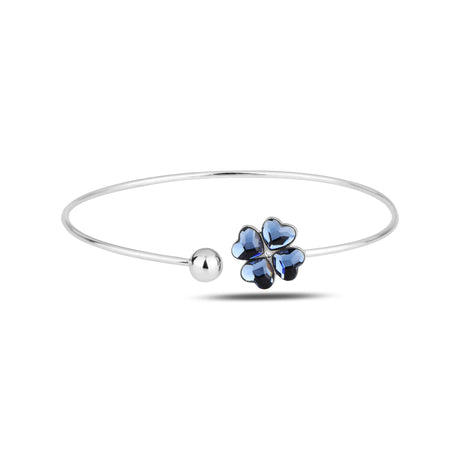 Sparkling Stone Bangle - Fortuna Four-Leaf Clover Luck Motif