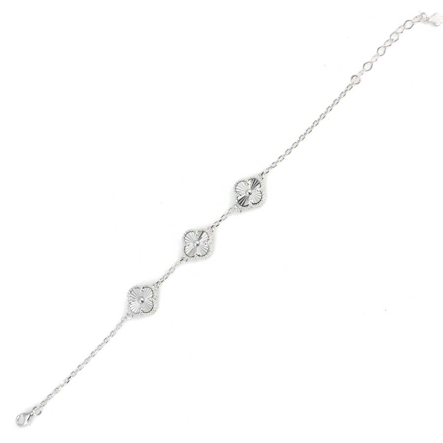Premium Sterling Silver Mirrored Clover Bracelet