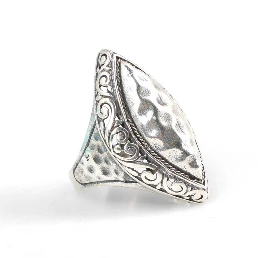 Premium 925 Sterling Silver Engraved Shuttle Ring