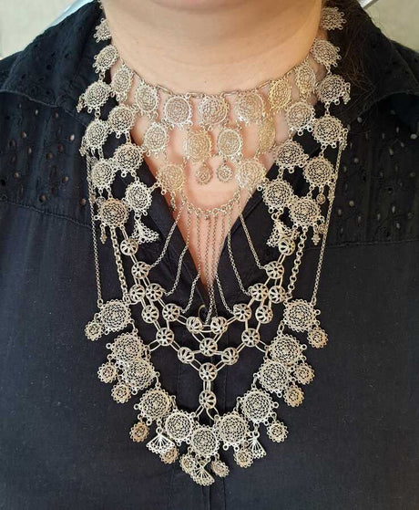 Exquisite 925 Sterling Silver Filigree Spider Web Necklace