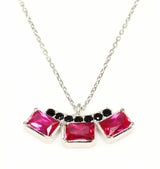 925 Sterling Silver Three-Stone Necklace - Zircon Gemstone Pendant