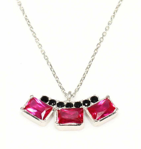 925 Sterling Silver Three-Stone Necklace - Zircon Gemstone Pendant