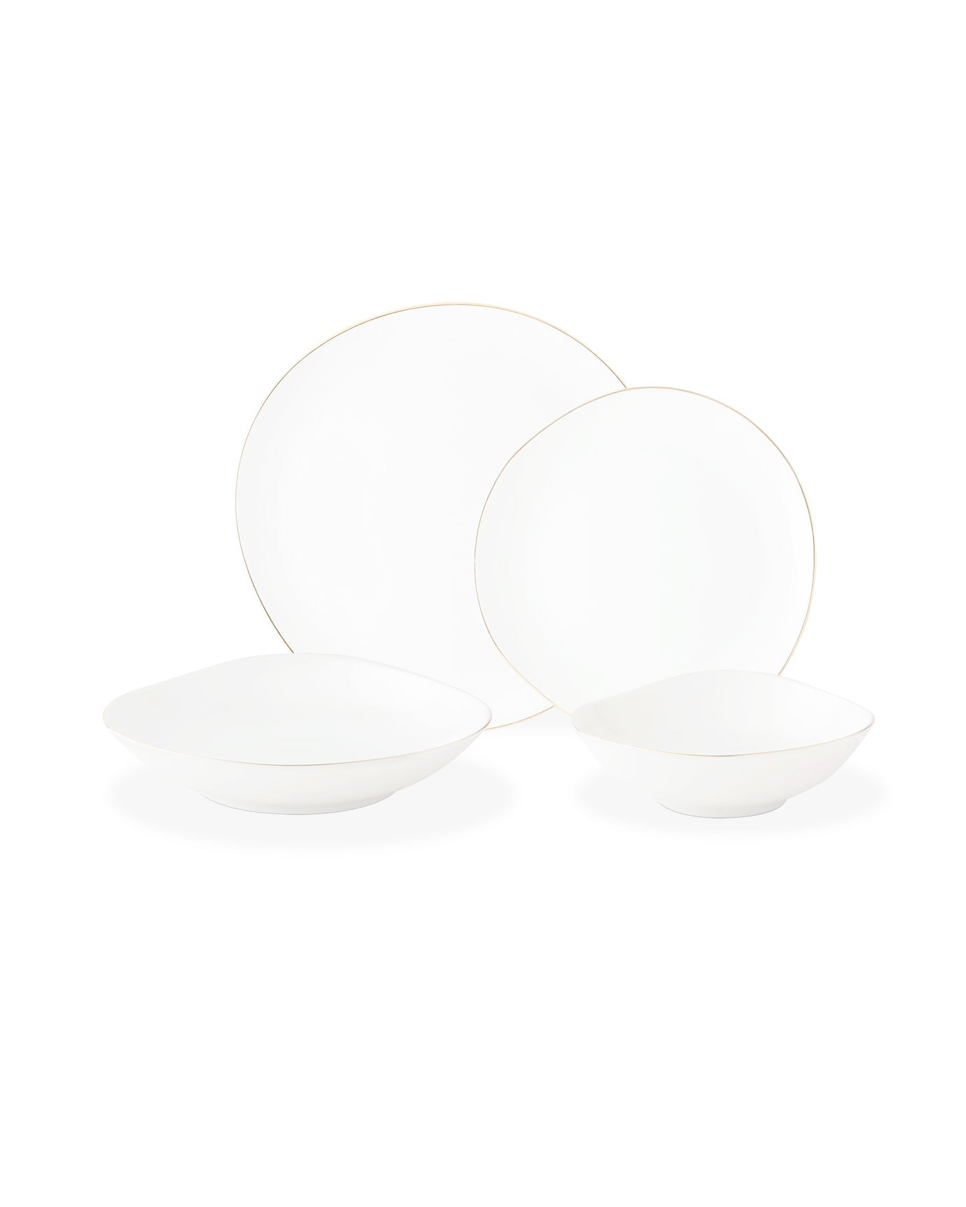 Bormio 24-Piece White and Gold Dinnerware Set for 6 People