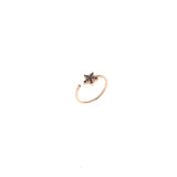 Premium 925 Sterling Silver Star Ring Pink Black Stone