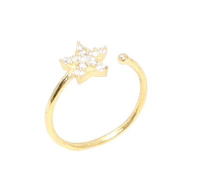 Premium 925 Sterling Silver Tiny Star Stone Ring Yellow