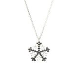 Premium 925 Sterling Silver Snowflake Necklace Black Stone